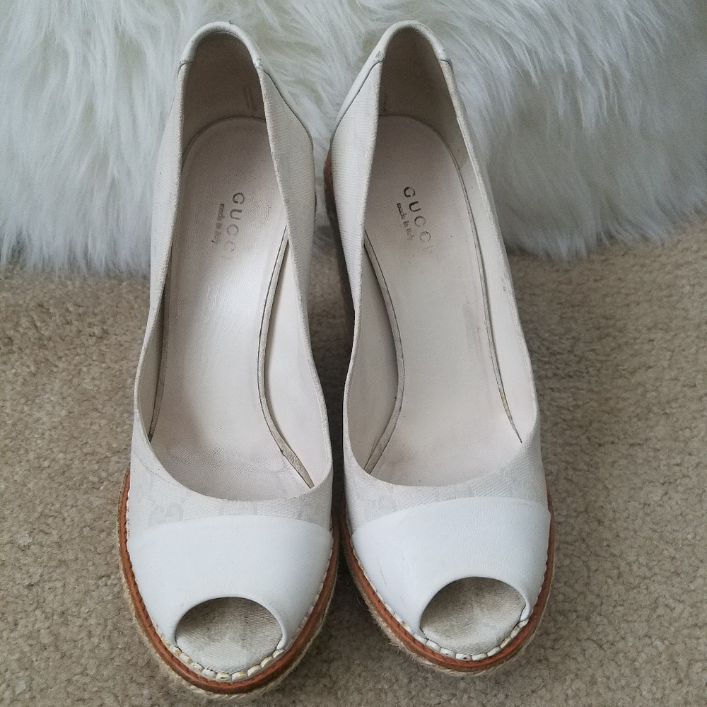 Gucci Off White Wedge Espadrilles Size 38 or 8 - Picture 2 of 8